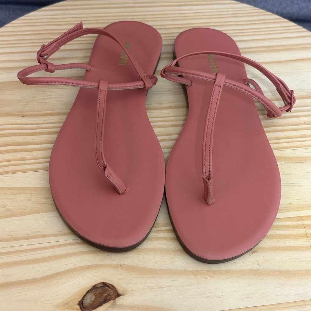 Anacapri Womens Rose Pink T-Strap Flat Sandals Made in Brazil Size 10